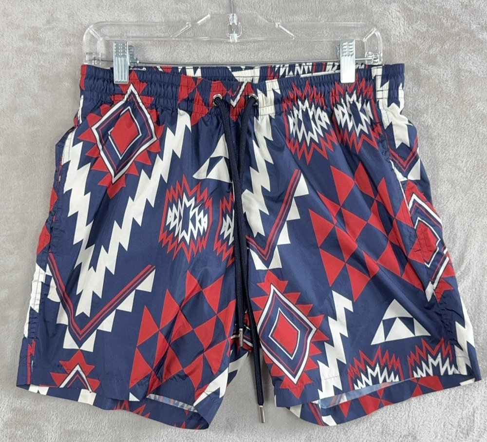 Moncler Boxer Mare Swim Trunks Men's Medium Ikat Aztec Print Resortwear Designer